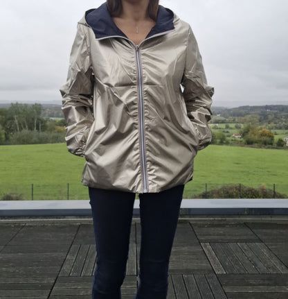 Manteau court imperméable bleu marine réversible doré Melya Melody