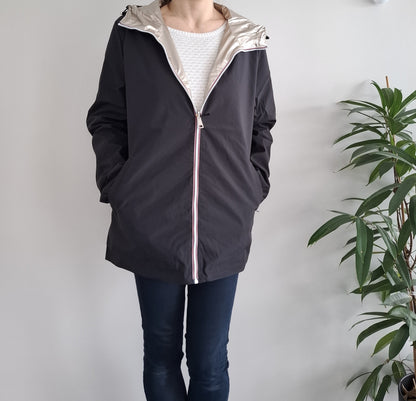 Manteau imperméable réversible mi-long léger Noir/doré