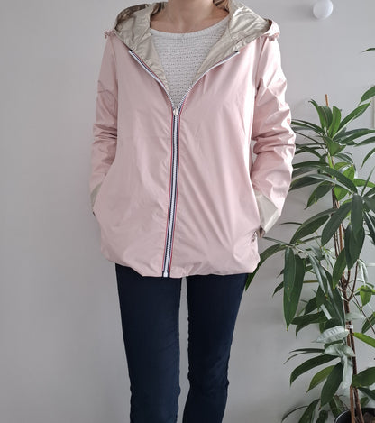 Laura Jo - Imperméable réversible court sans garnissage ouate couleur rose nude/doré