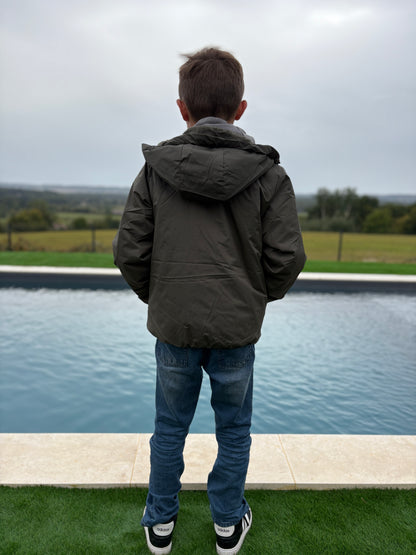 Laura Jo - ENFANT (Mixte) Imperméable court doublé en fausse fourrure kaki