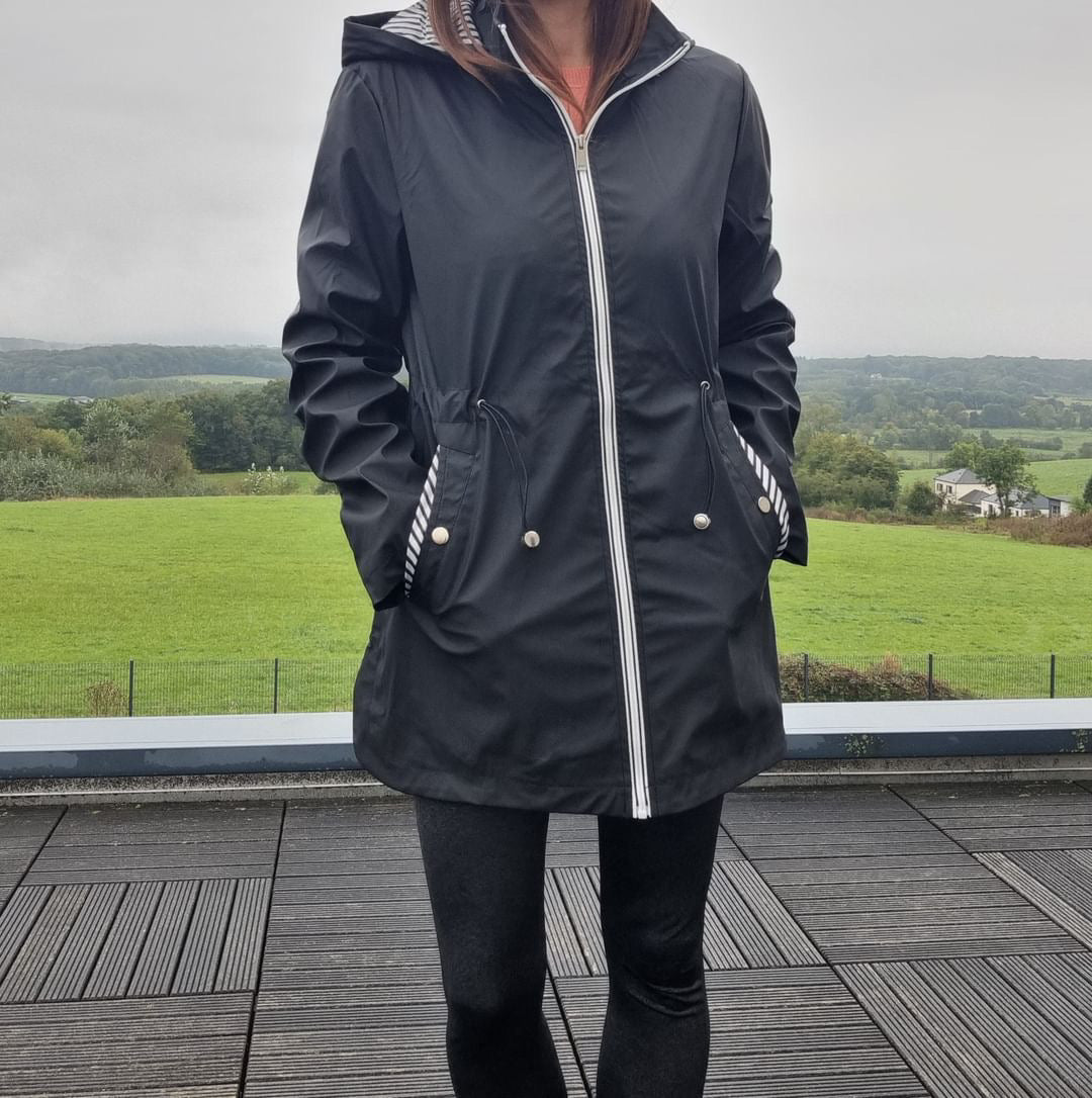 New Lolo - Manteau mi long léger imperméable noir - Curvy