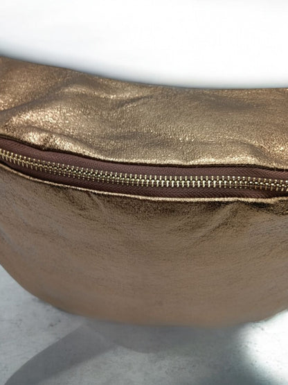 Sac banane XL simili cuir bronze irisé mousquetons dorés