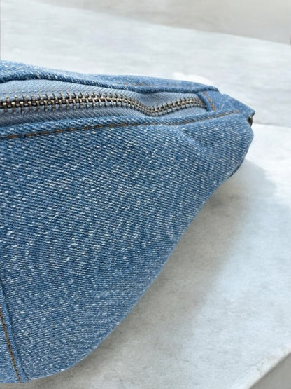 Sac banane tissu jean avec poche avant et arriere