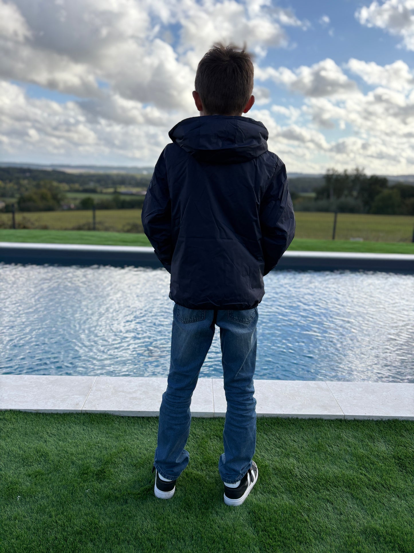 Laura Jo - ENFANT (Mixte) Imperméable court doublé en fausse fourrure bleu marine
