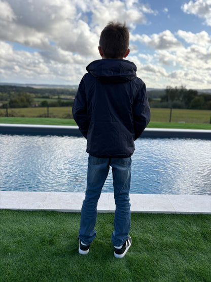 Laura Jo - ENFANT (Mixte) Imperméable court doublé en fausse fourrure bleu marine