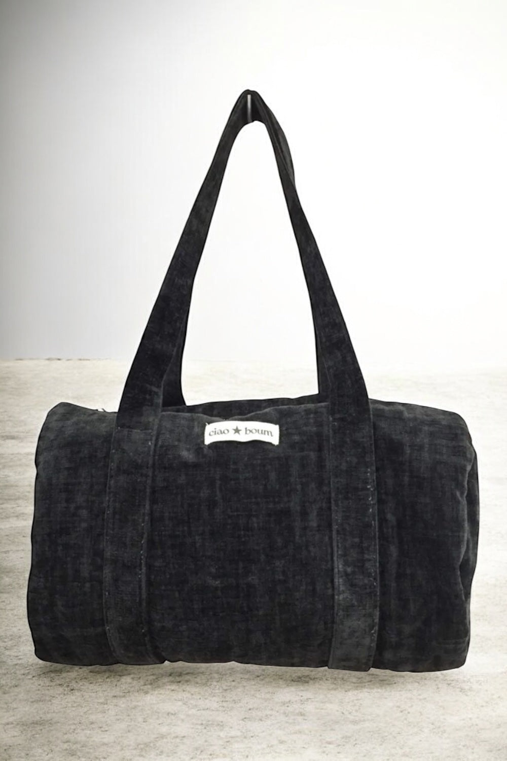 Sac week-end de voyage polochon velours cotelé texturé nuances de noirs