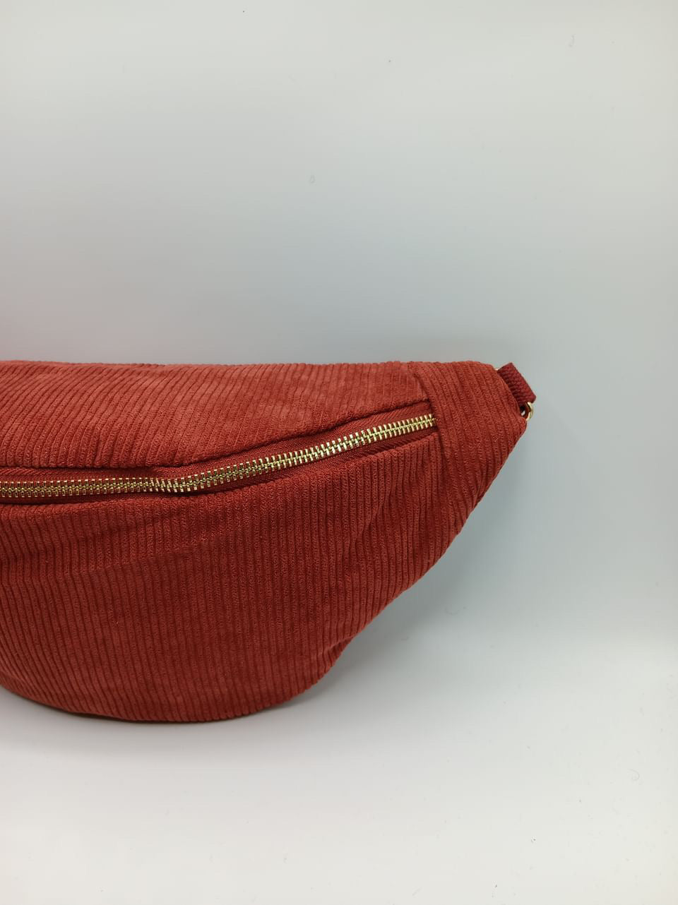 Sac banane velours côtelé terracotta rouille