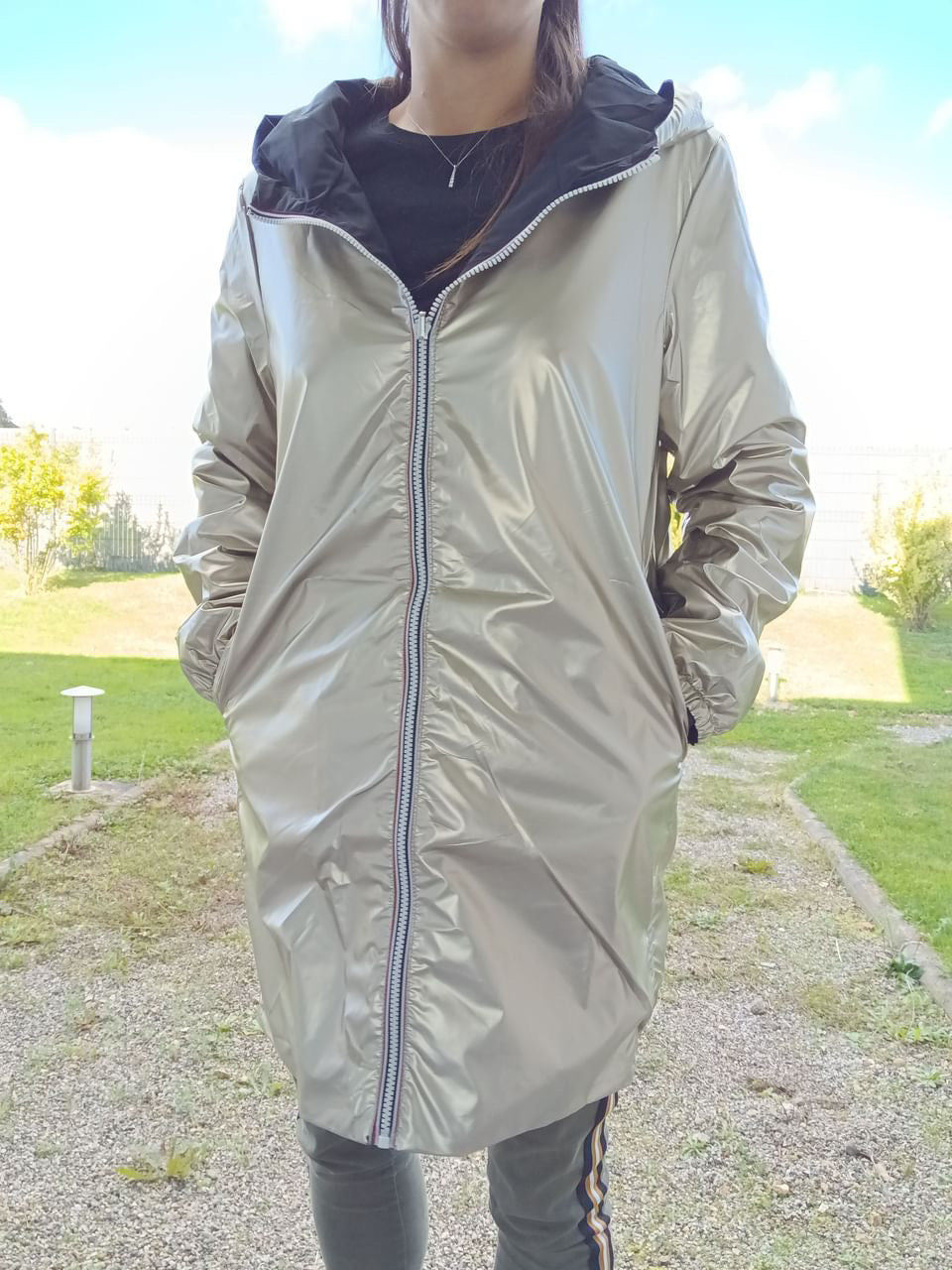 Manteau long réversible imperméable Melya Melody noir doré