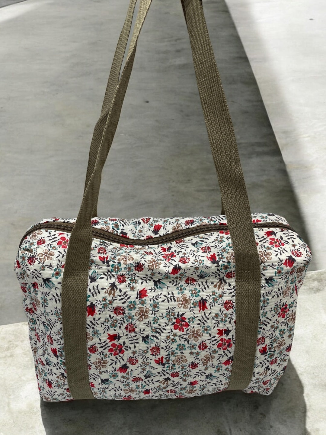 Sac week end voyage coton matelassé liberty taupe