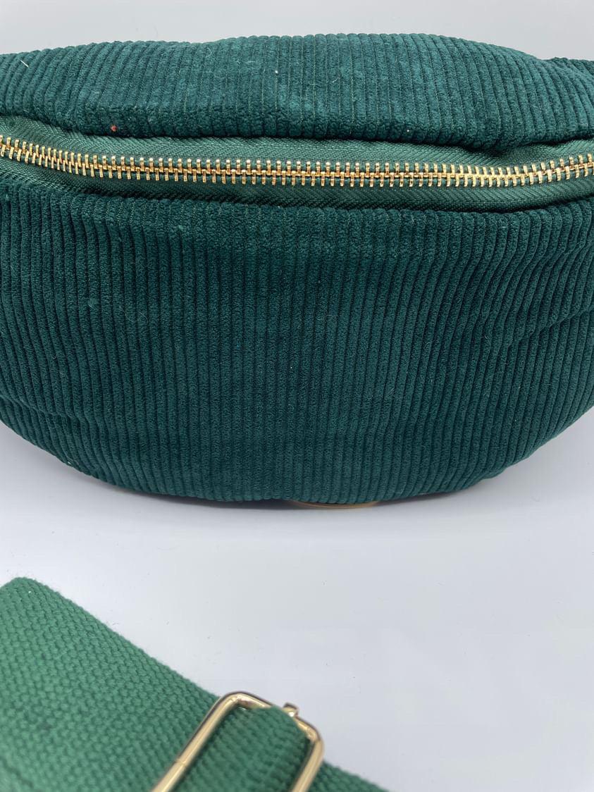 Sac banane velours côtelé couleur vert forêt