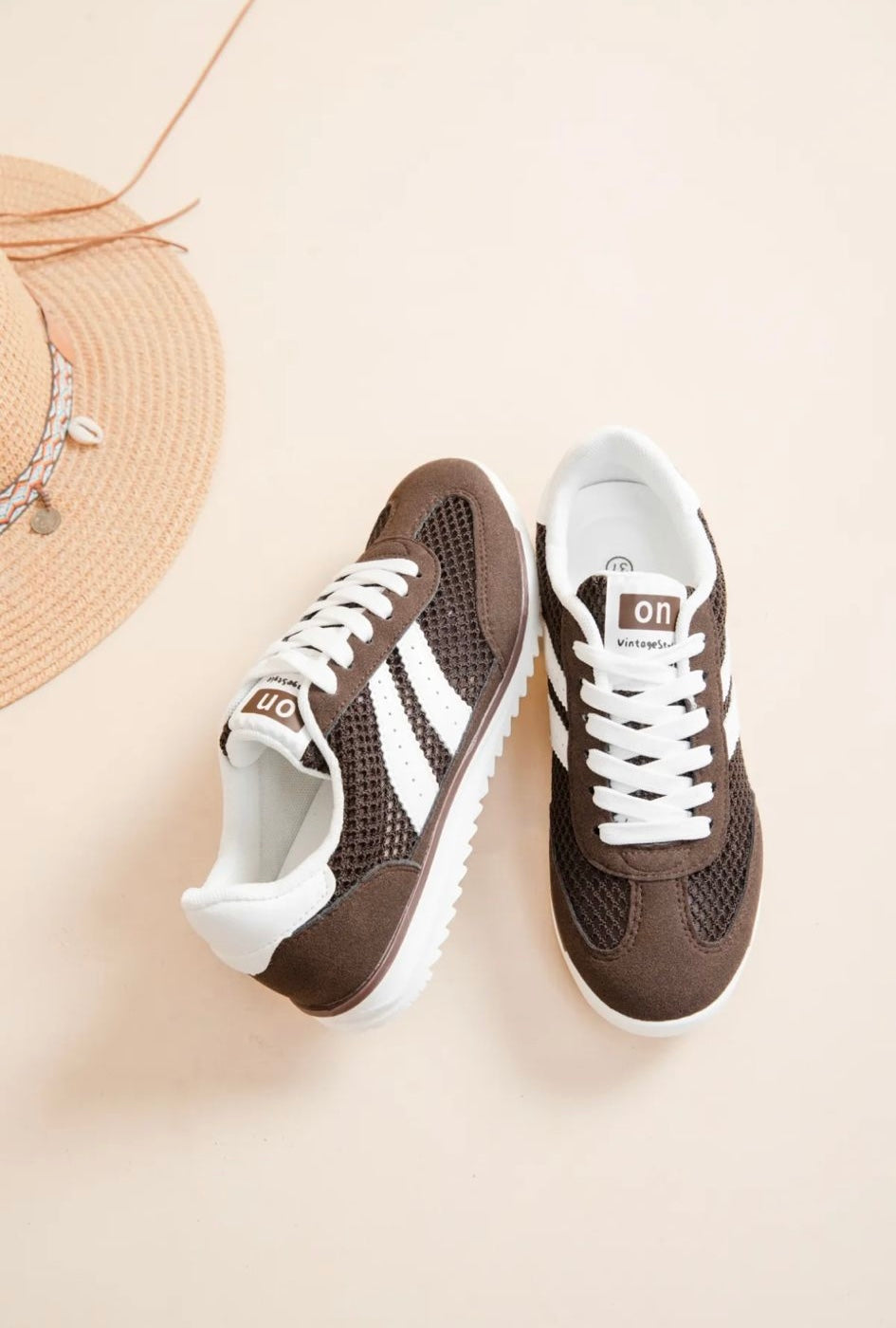 Baskets femme tendance légères et confortables style casual couleur Marron