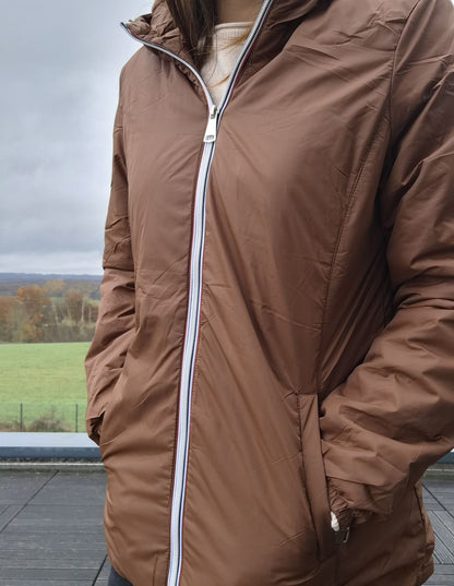 Melya Melody - Manteau court fourré imperméable légerement cintré camel