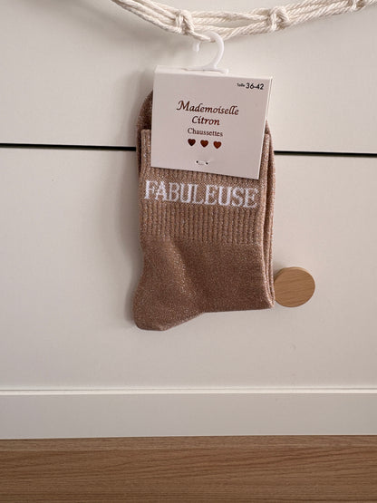 Chaussettes hautes pailletées “Fabuleuse”