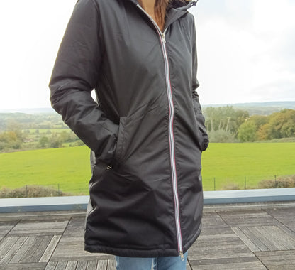 Laura Jo - Imperméable long doublé en fausse fourrure couleur noir