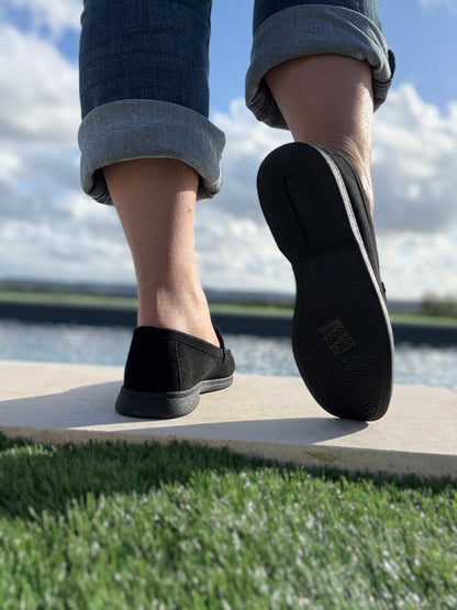 Chaussures mocassins toucher daim noir