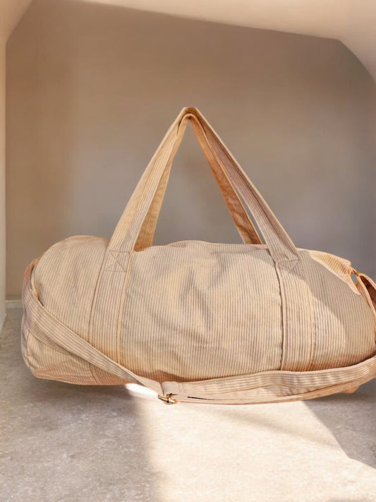 Sac polochon en velours côtelé beige