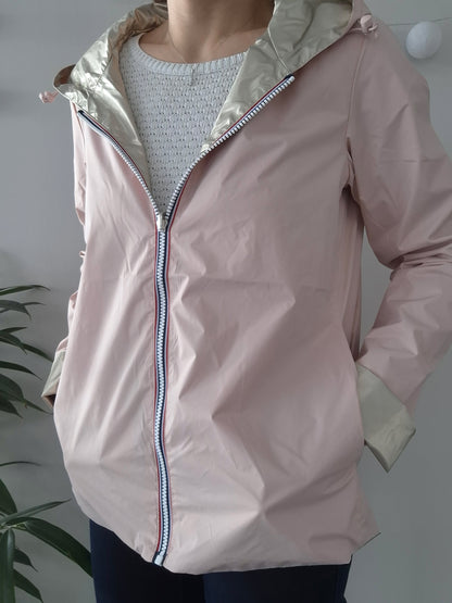 Laura Jo - Imperméable réversible court sans garnissage ouate couleur rose nude/doré