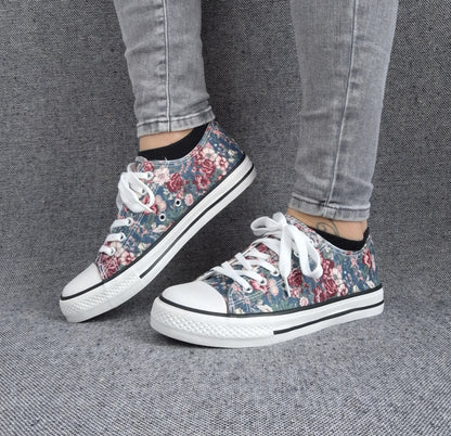 Chaussures baskets basses toile liberty fleuri style converse