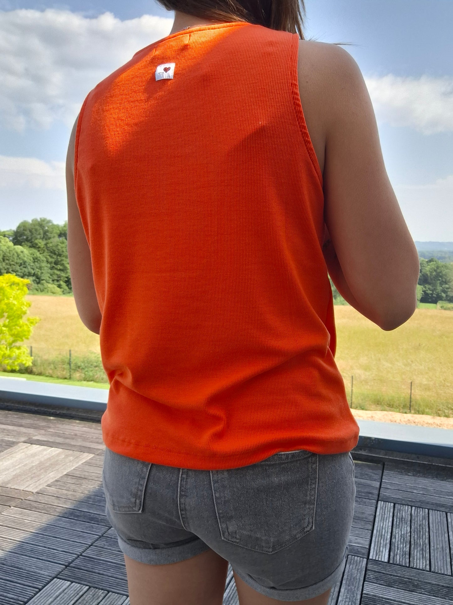 Débardeur en coton cotelé couleur orange