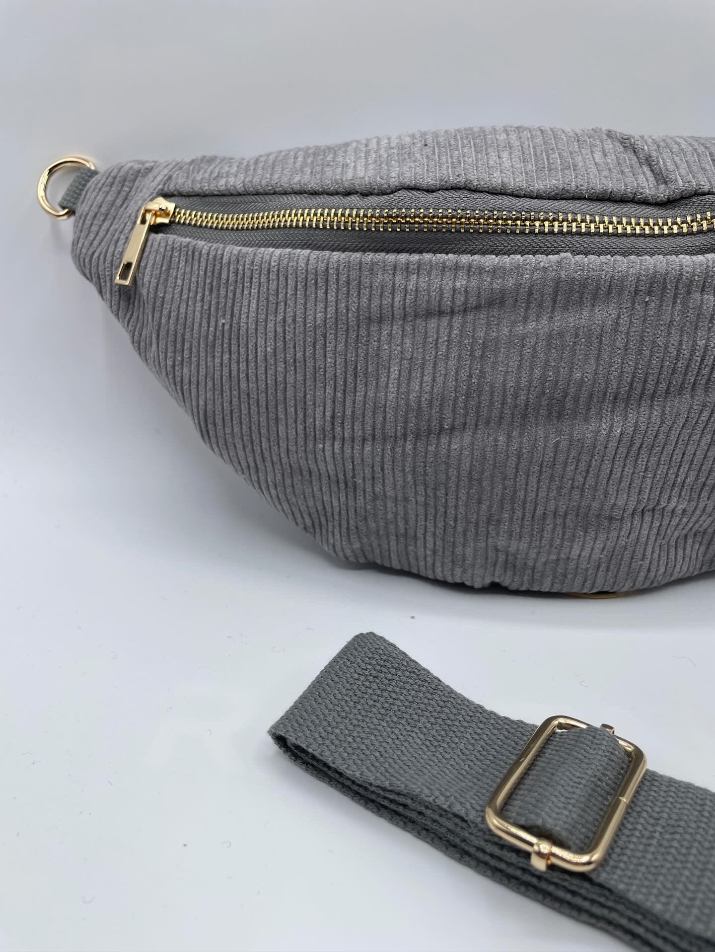 Sac banane velours côtelé couleur gris