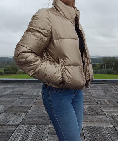 Melya Melody - Manteau court imperméable matelassé doré