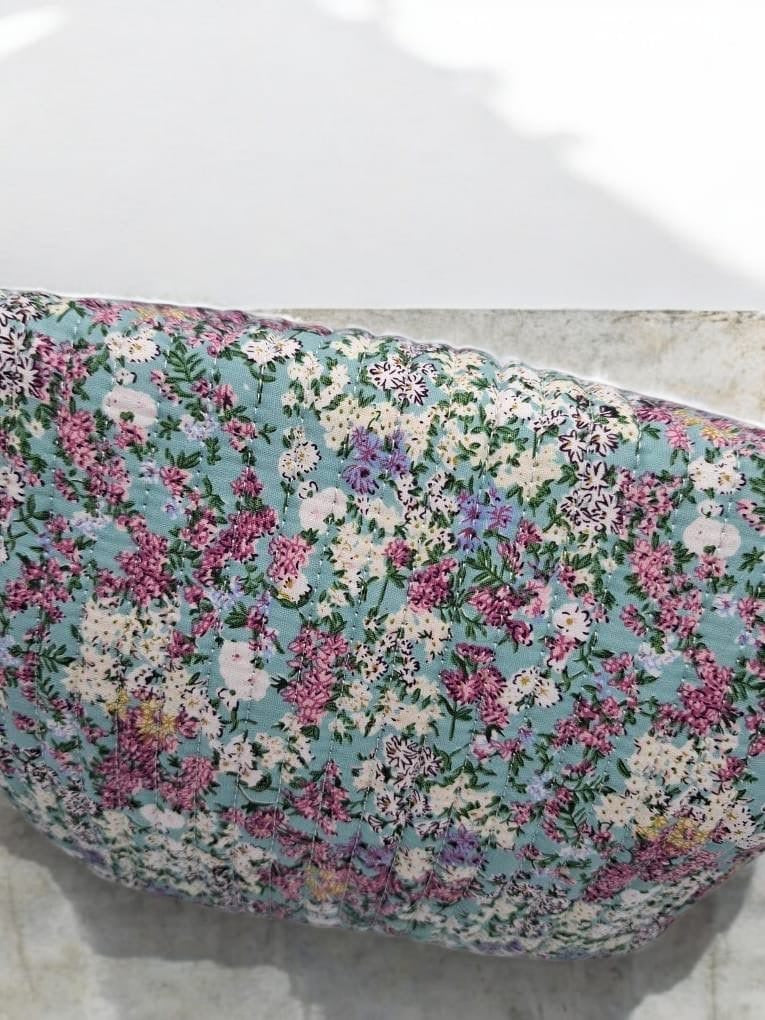 Sac banane en coton liberty fleuri turquoise « La Ptite cachottière »