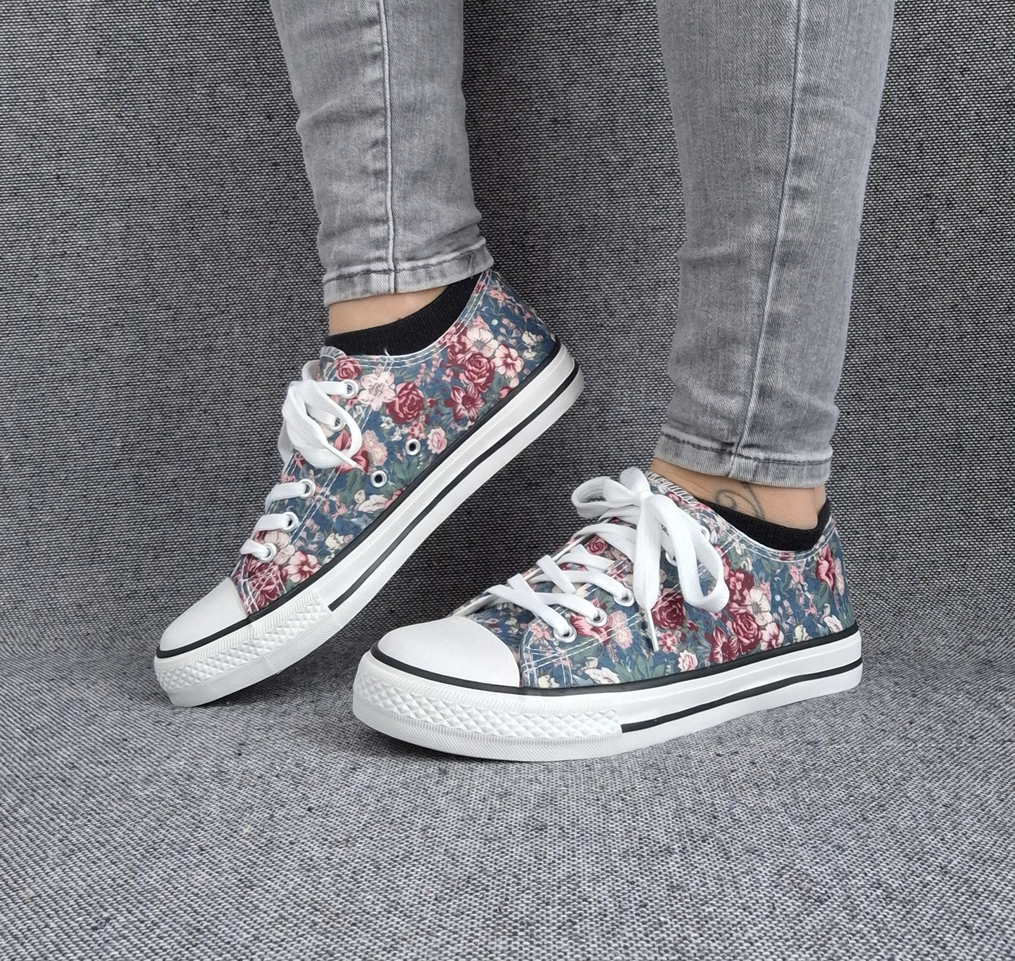 Baskets basses toile liberty fleuri style converse