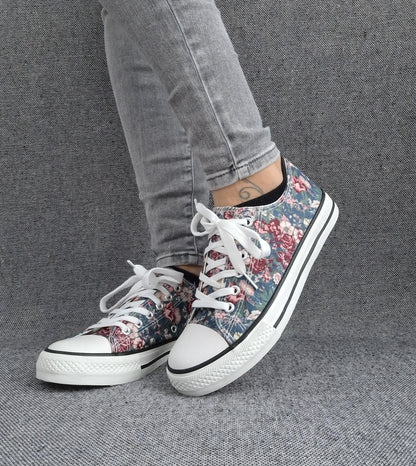 Baskets basses toile liberty fleuri style converse