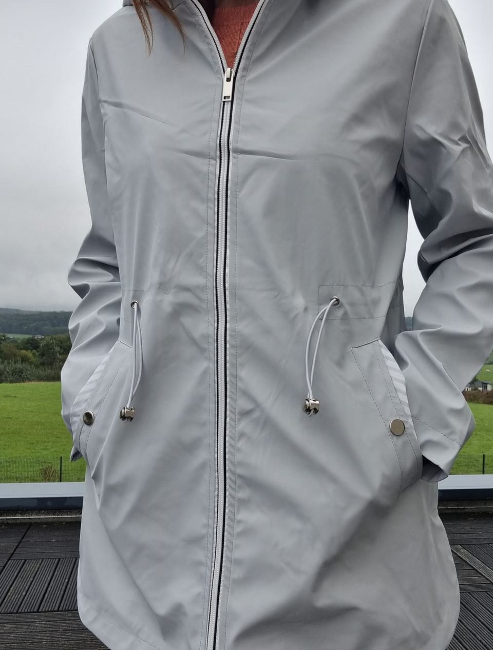 New Lolo - Manteau mi long léger imperméable gris