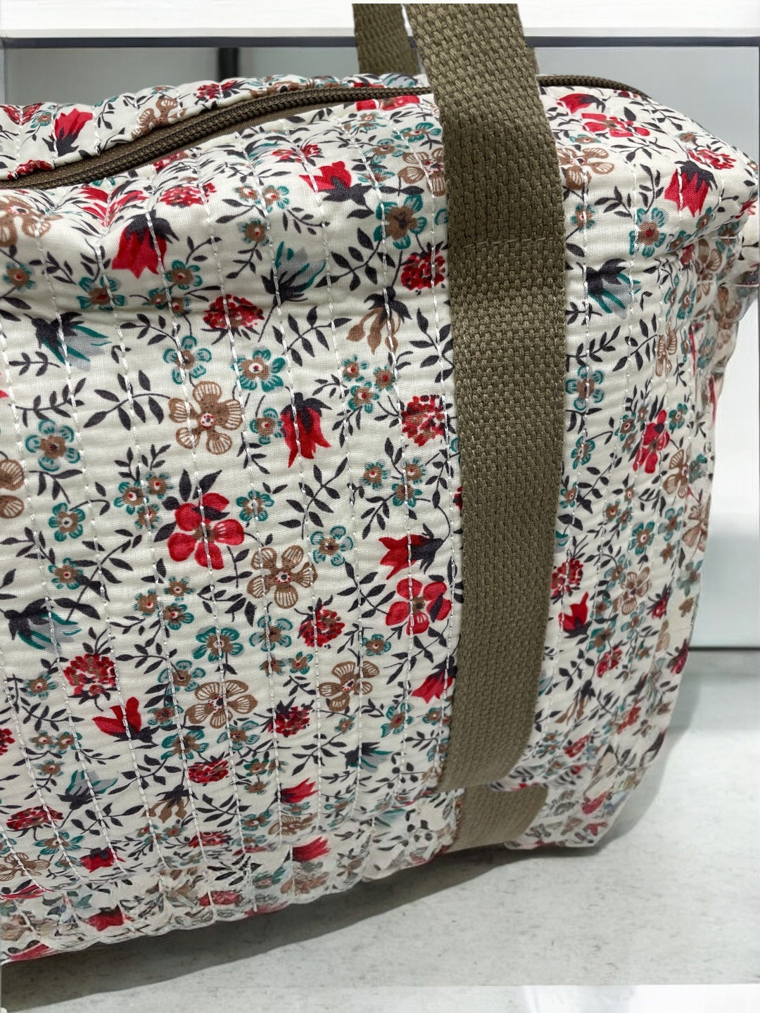 Sac week end voyage coton matelassé liberty taupe