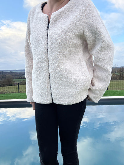 Laura Jo - Veste courte reversible bleu marine avec doublure en sherpa beige