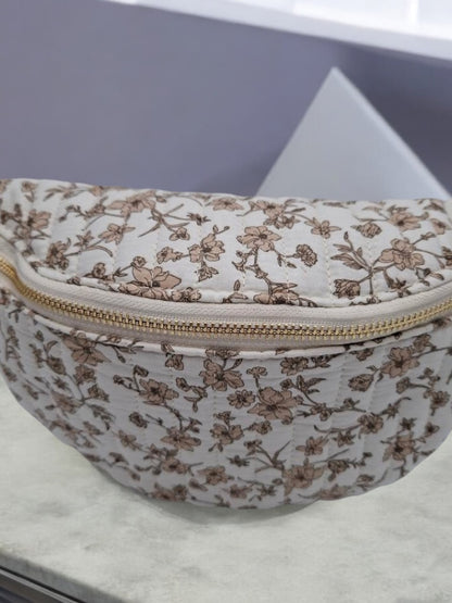 Sac banane coton matelassé liberty motif fleuris beige