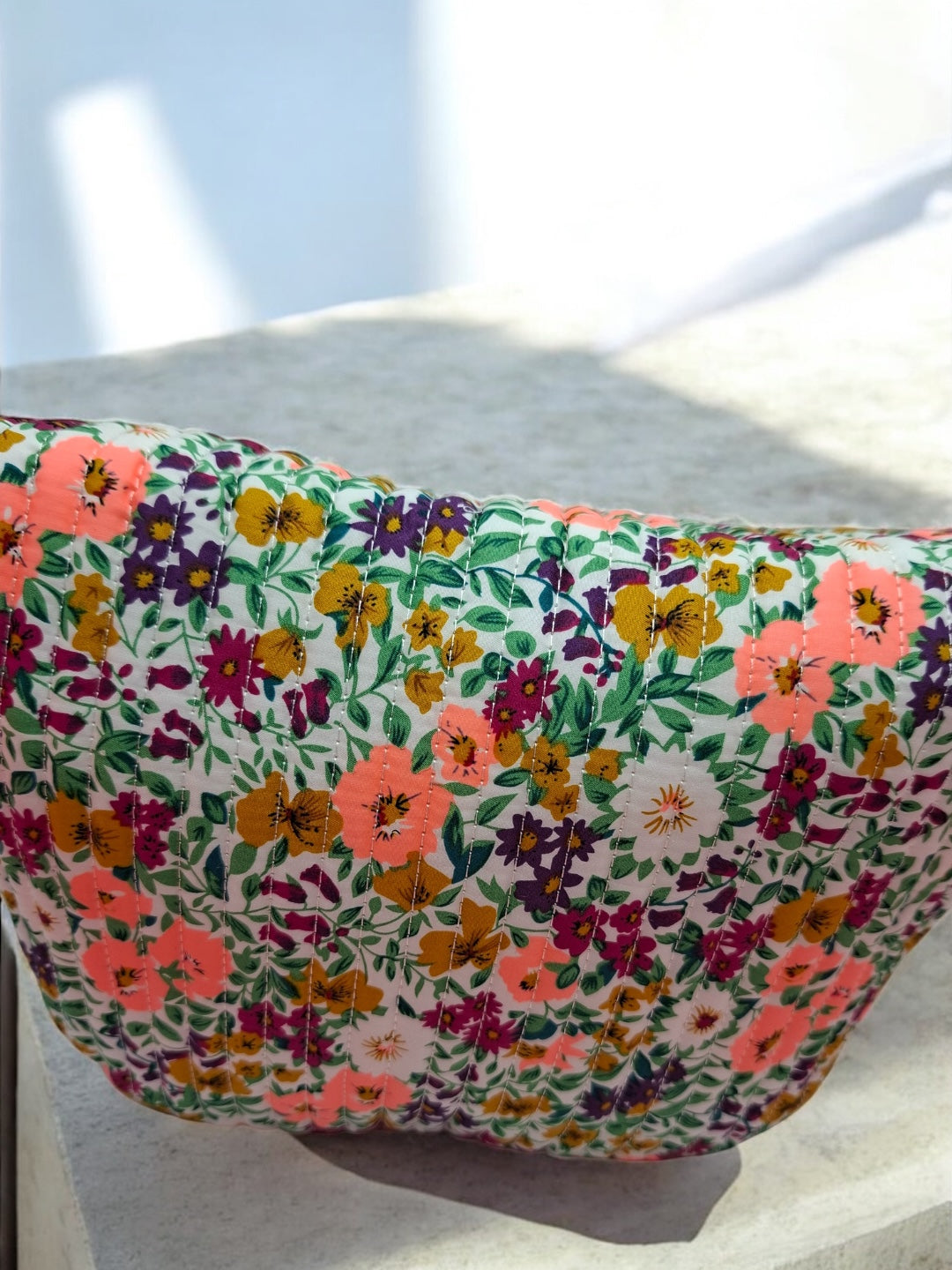 Sac banane en coton liberty fleuri orange  « La Ptite cachottière »