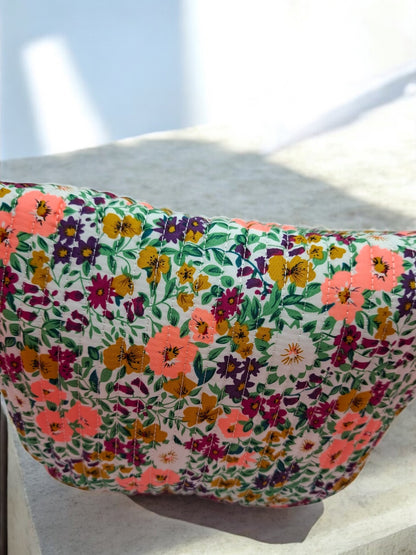 Sac banane en coton liberty fleuri orange  « La Ptite cachottière »