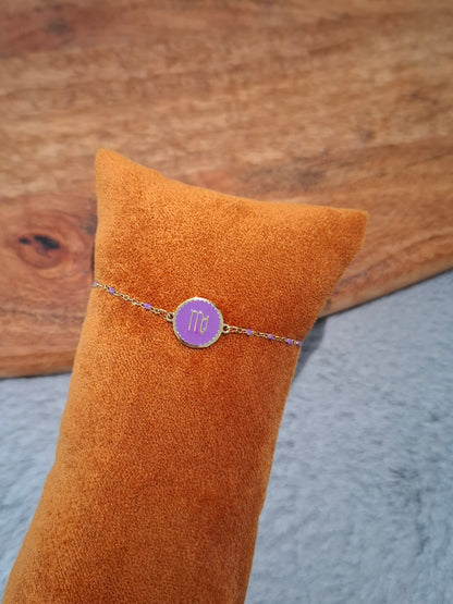 Bracelet à chaîne fine signe astrologique coloré
