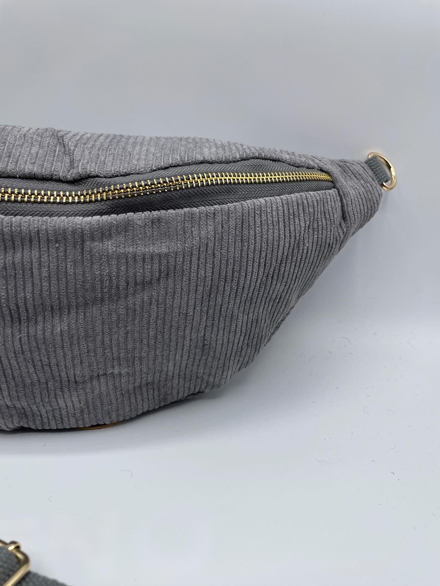 Sac banane velours côtelé couleur gris