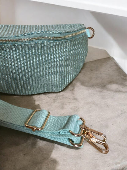 Sac banane Jade & Clarisse effet tressé couleur Vert d’eau