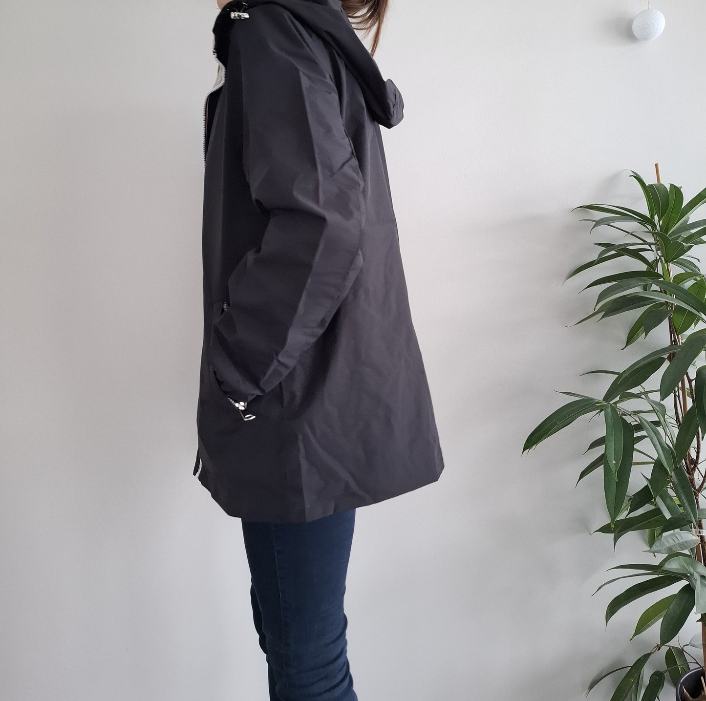 Manteau imperméable réversible mi-long léger Noir/doré