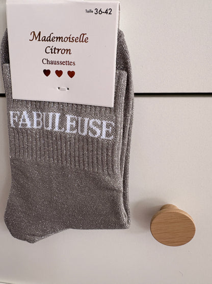 Chaussettes hautes pailletées “Fabuleuse”