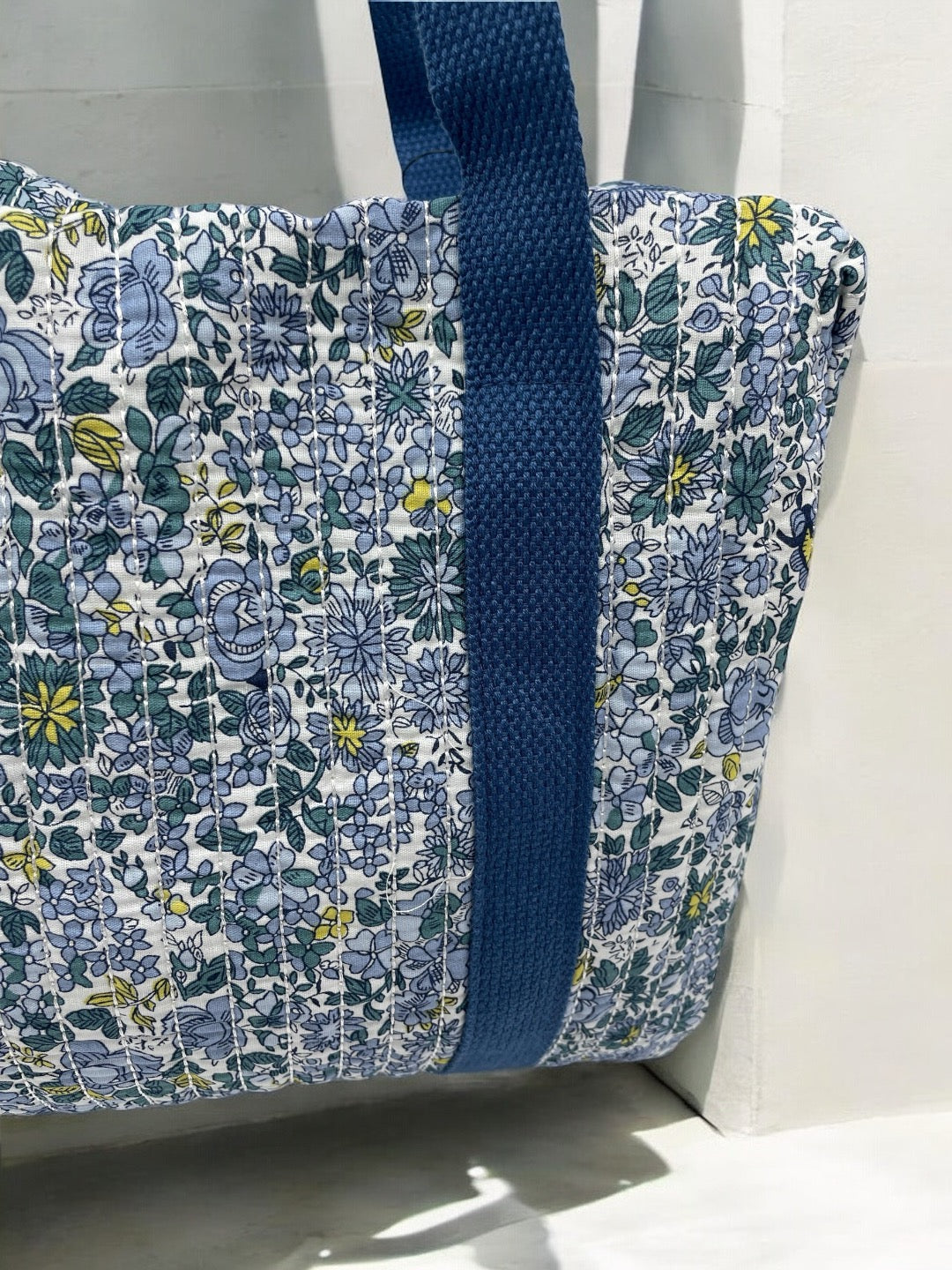 Sac week end voyage coton matelassé liberty bleu marine