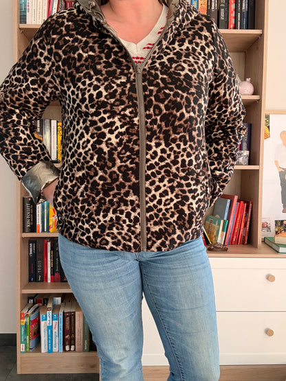 Laura Jo - Imperméable bronze réversible léopard court mi-saison garnissage ouate