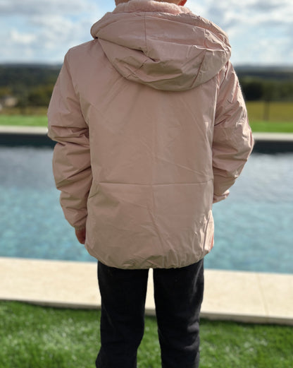 Laura Jo - ENFANT (Fille) Imperméable court doublé en fausse fourrure rose
