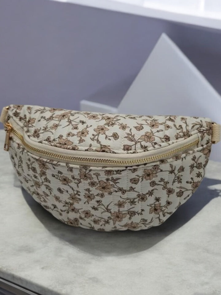 Sac banane coton matelassé liberty motif fleuris beige