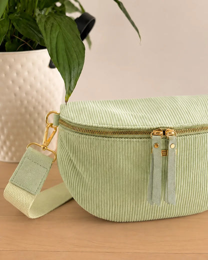 Sac Banane Velours Côtelé – Vert Menthe