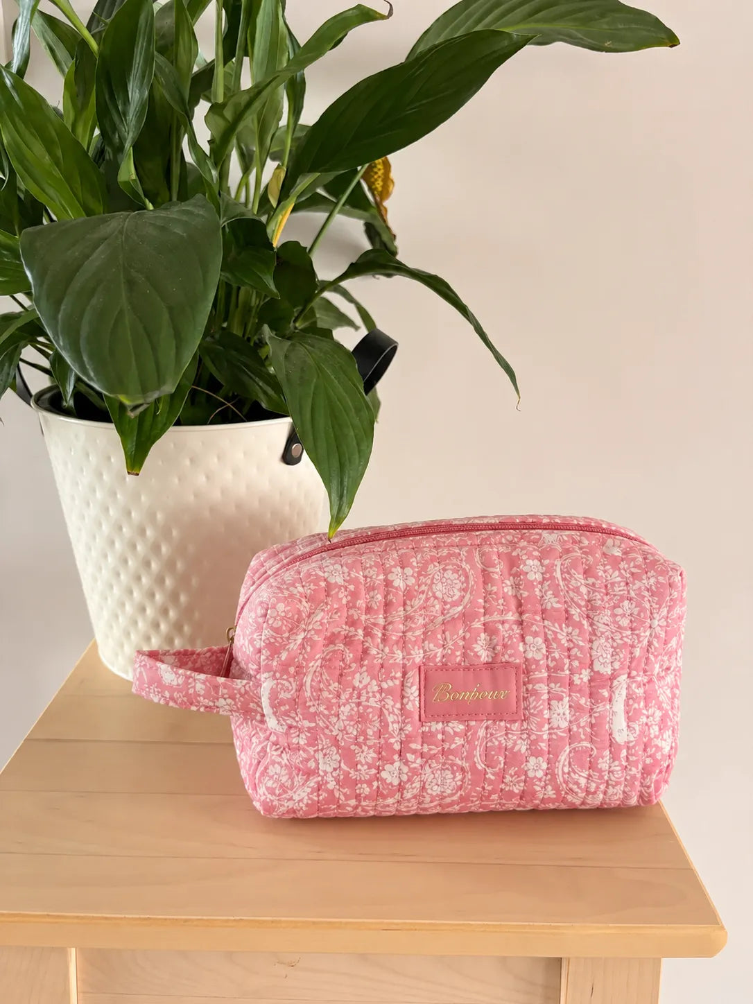Trousse de Toilette Matelassée Bonheur – Coton Fleuri Rose