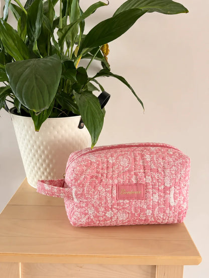 Trousse de Toilette Matelassée Bonheur – Coton Fleuri Rose