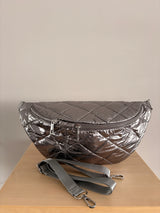 Sac banane XL matelassé effet doudoune couleur Argenté