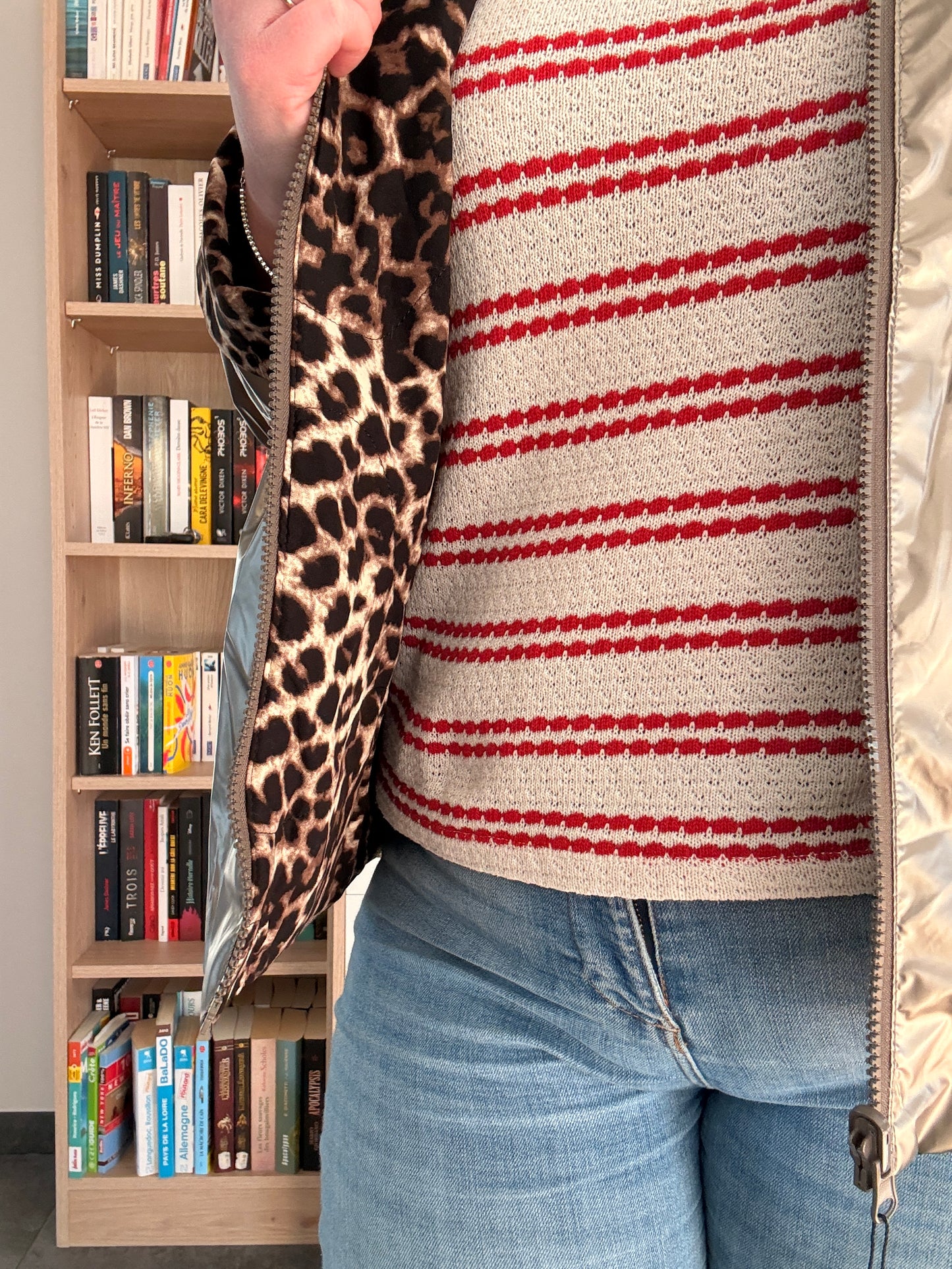 Laura Jo - Imperméable bronze réversible léopard court mi-saison garnissage ouate