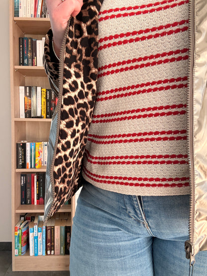 Laura Jo - Imperméable bronze réversible léopard court mi-saison garnissage ouate