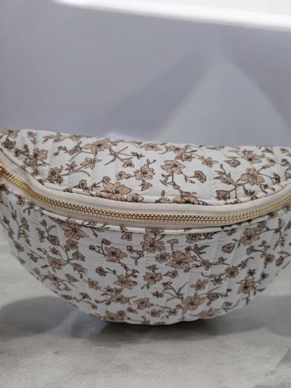 Sac banane coton matelassé liberty motif fleuris beige